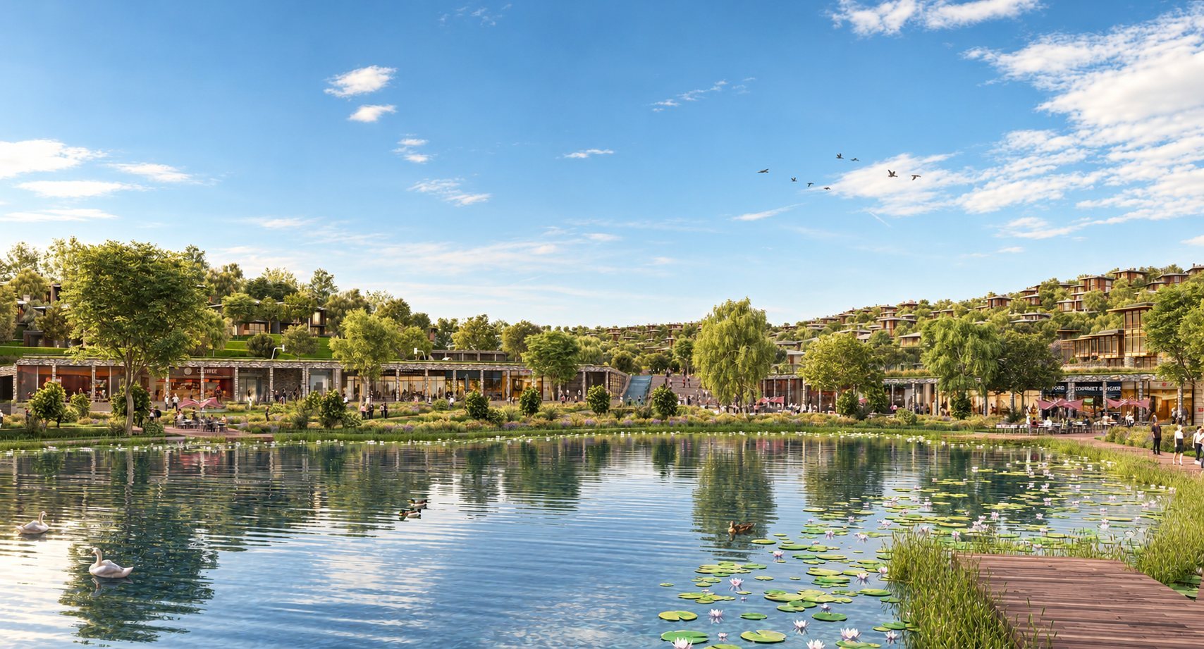 Lakeside landscape and planting